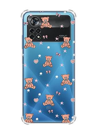 Чохол з потовщеними кутами на xiaomi poco x4 pro 5g медвежата (принт 418)
