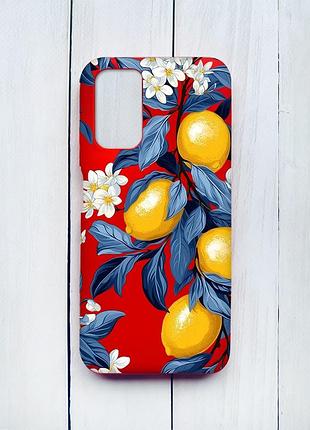 Матовый чехол на xiaomi redmi 9t красный лимонное дерево (принт 417)