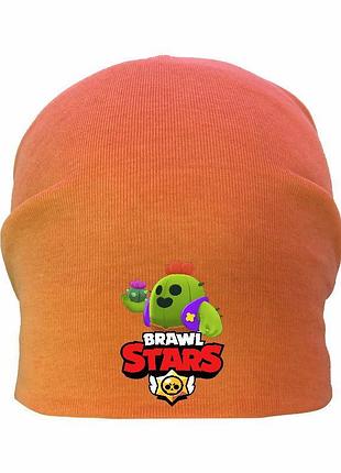 Шапка дитяча бравл старс жовтогаряча (brawl stars-0019) 54-56 см