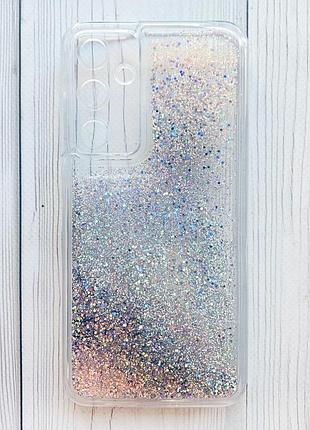 Чехол с плавающими блестками на samsung galaxy a15 серебристый