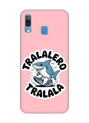 Матовый розовый чехол на samsung galaxy a30 (2019) / a20 (2019) акула тралалеро тралала (принт 416)