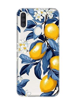 Прозрачный чехол на samsung galaxy a11 лимонное дерево (принт 417)