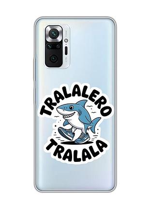 Прозрачный чехол на xiaomi redmi note 10 pro/10 pro max акула тралалеро тралала (принт 416)