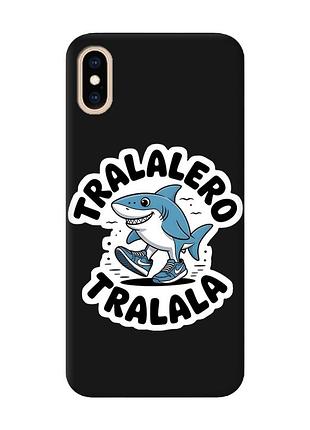 Матовий чорний чохол на iphone xs max акула тралалеро тралала (принт 416)