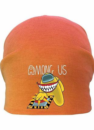 Шапка дитяча амонг ас жовтогаряча (among us - 0010) 50-52 см
