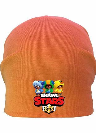Шапка детская бравл старс оранжевая (brawl stars-002) 50-52 см