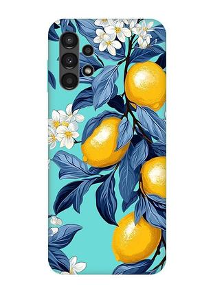 Матовый бирюзовый чехол на samsung galaxy a13 4g лимонное дерево (принт 417)