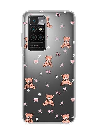 Прозрачный чехол на xiaomi redmi 10/10 (2022) ведмежата (принт 418)