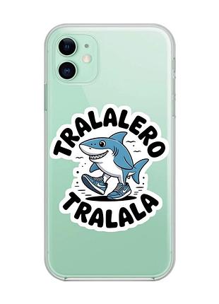 Прозрачный чехол на apple iphone 11 (6,1) акула тралалеро тралала (принт 416)