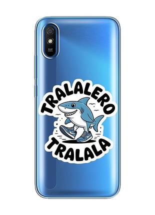Прозрачный чехол на xiaomi redmi 9a акула тралалеро тралала (принт 416)