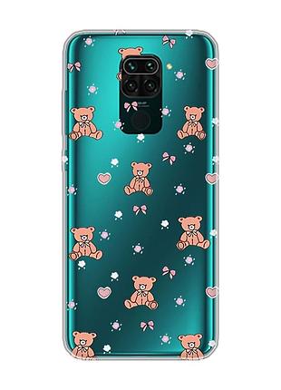 Прозрачный чехол на xiaomi redmi note 9/redmi 10 x ведмежата (принт 418)