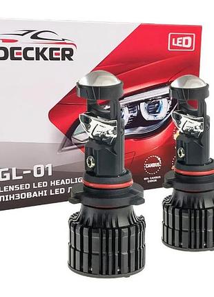 Мини-линзы decker gl-01 цоколь hb3 (9005) линза со светотеневой границей 6000k 12-24v 55w 8000lm в штаные места!