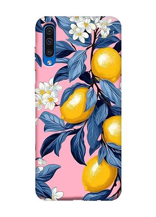 Матовый розовый чехол на samsung galaxy a50 (2019) a505/a30s лимонное дерево (принт 417)
