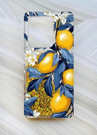Чехол с плавающими золотыми блестками на xiaomi redmi note 13 4g лимонное дерево (принт 417)