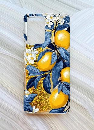 Чохол з плаваючими золотими блискітками на xiaomi redmi note 10 pro/10 pro max лимонне дерево (принт 417)