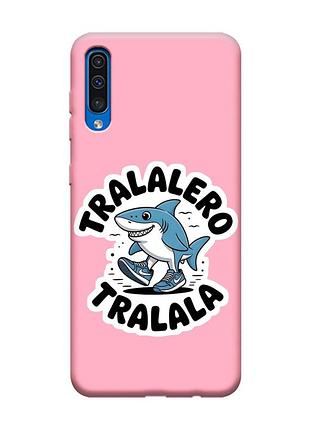 Матовый розовый чехол на samsung galaxy a50 (2019) a505/a30s акула тралалеро тралала (принт 416)