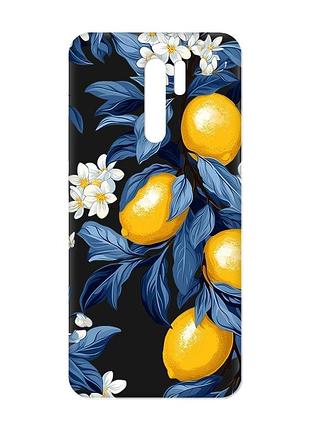 Матовый черный чехол на xiaomi redmi 9 лимонное дерево (принт 417)