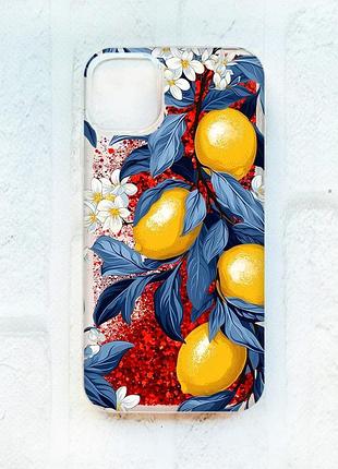 Чехол с плавающими красными блестками на iphone 11 лимонное дерево (принт 417)