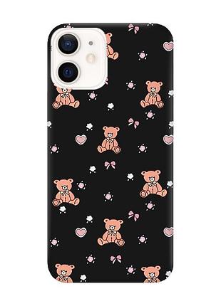Матовий чорний чохол на apple iphone 12 / 12 pro (6.1) медвежата (принт 418)