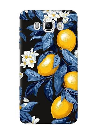 Матовый черный чехол на samsung galaxy j7(2016) j710 лимонное дерево (принт 417)