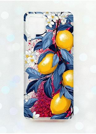 Чехол с плавающими розовыми блестками samsung galaxy a12 лимонное дерево (принт 417)