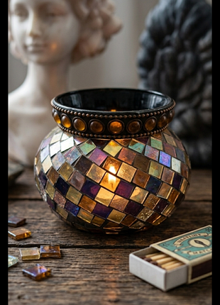 ​💎 винтажный мозаичный подсвечник partylite «global fusion»