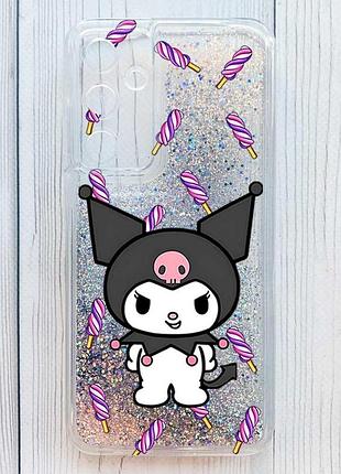 Чехол с плавающими серебряными блестками на samsung galaxy a15 куроми (принт 390)