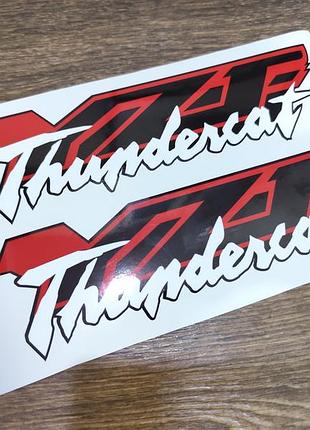 Чорно-червоні ламіновані наклейки на мотоцикл бак-пластик ямаха yzf thundercat yamaha тундеркат тундеркет
