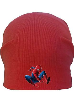 Шапка детская человек паук красная (spiderman - 002) 50-52 см