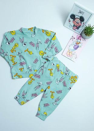 Комплект детский murat baby кофточка на кнопках+штаны looney tunes 62 зеленый