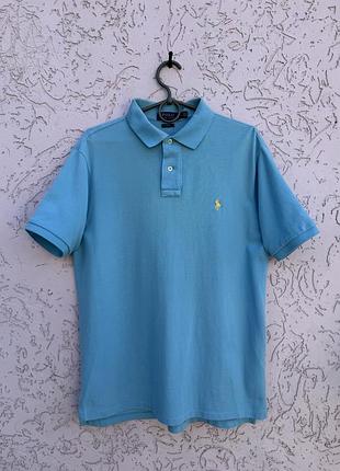 Поло ralph lauren custom slim fit блакитне бірюзове