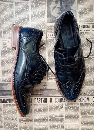 Розпродаж  🌷 шкіряні туфлі броги asos темно-синього кольору (navy) | розмір 36 (uk 3)