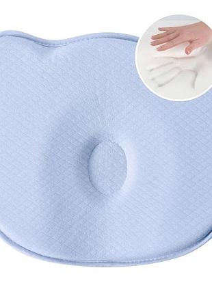 Подушка ортопедична дитяча babycomfort papaella 27×22×3 см з ефектом пам'яті, у формі ведмедика блакитна