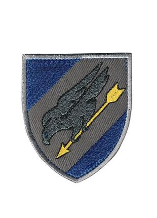 Шеврон всу, военный / армейский, 114брта (114 бригада тактической авиации), на липучке, на сером. 8 см * 7