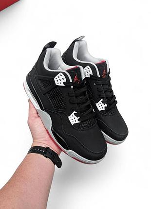Жіночі кросівки nike air jordan retro 4 чорні з червоним