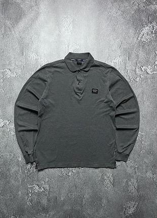 Long sleeev paul shark паул шарк биг лого большой логотип на лампасах монограмнный l