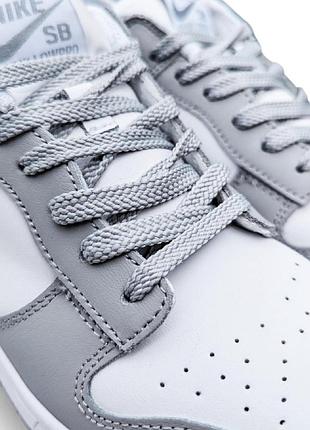 Мужские кроссовки nike dunk low retro белые с серым
