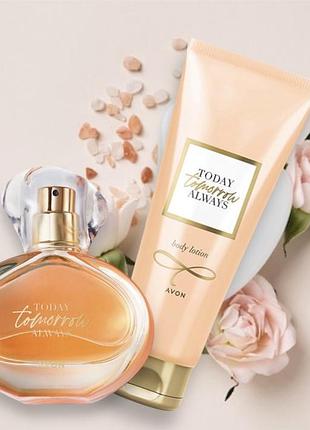 Набор avon tta tomorrow женская туалетная вода 50 мл и парфюмированный лосьон для тела 125 мл
