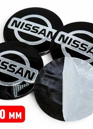 Наклейки з логотипом nissan нісан 60 мм алюмінієві 4 штуки.