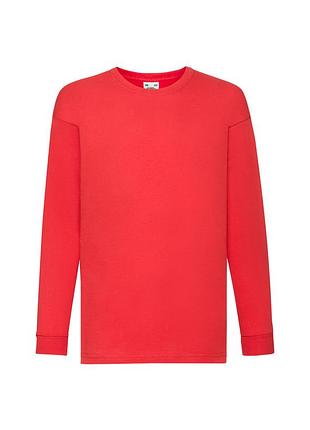 Дитяча футболка з довгими рукавами однотонна fruit of the loom kids valueweight long sleeve t червоній, 5-6