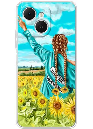 Чехол силиконовый с картинкой на tecno spark 40c (патриотический, девушка украинка)