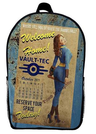 Рюкзак школьный фоллаут (school gear bag fallout 021) черный, 39 х 27 х 14 см