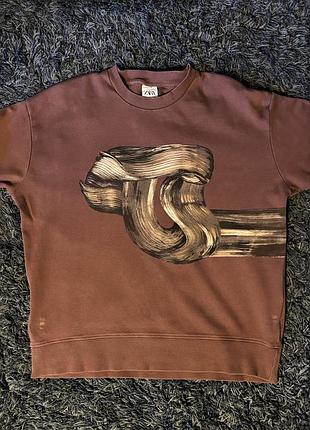 Чоловічий світшот zara з принтом розмір l