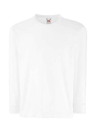 Дитяча футболка з довгими рукавами однотонна fruit of the loom kids valueweight long sleeve t білій, 12-13