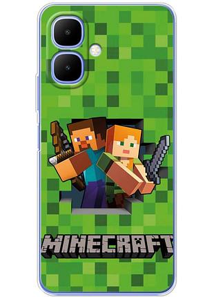 Чехол силиконовый с картинкой на infinix smart 10 (майнкрафт, minecraft)