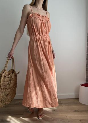 Персикова міді сукня h&m