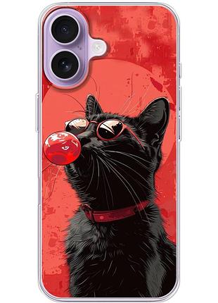 Чехол силиконовый с картинкой на iphone 17 (стильный котик)