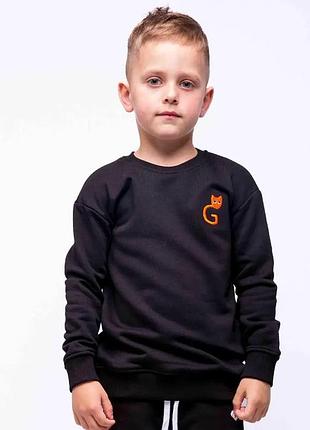 Джемпер из лого для мальчиков ginger cat черный 122 см