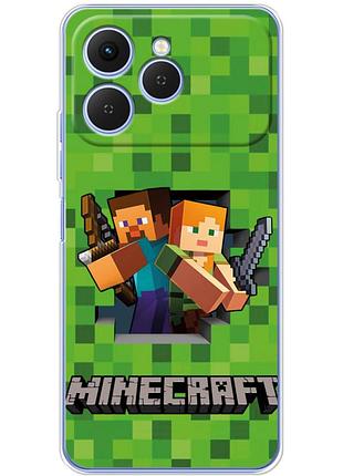 Чехол силиконовый с картинкой на tecno spark 40 (майнкрафт, minecraft)
