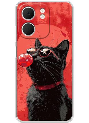 Чехол силиконовый с картинкой на oppo a5x (стильный котик)